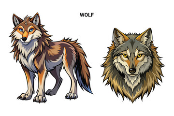 Customizable Wolf Isolated Vector Illustration