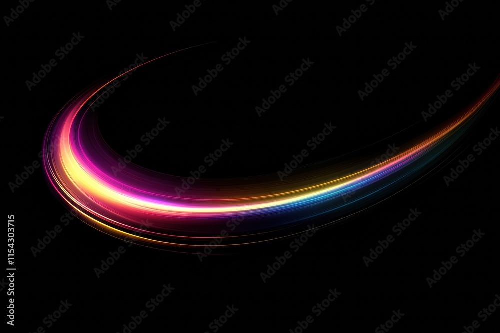 Fototapete colorful light streaks create a mesmerizing abstract design on a dark background. generative ai