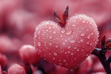 Close-up of a pink heart-shaped plant with water droplets glistening on its surface