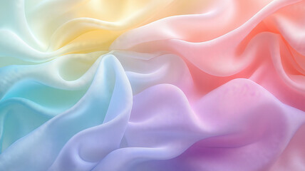 Fototapeta premium Soft pastel silk fabric flowing gently in delicate layers of color harmony