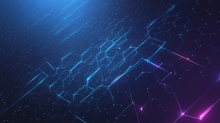 Obraz premium Abstract digital design with glowing lines and hexagonal patterns.