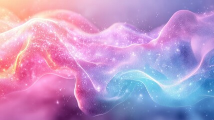 Abstract waves of color and light creating a dreamy cosmic atmosphere.