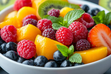 Obraz premium Assorted fresh vegetables and fruits generative AI image