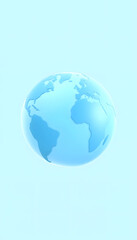 Fototapeta premium A 3D earth globe icon with a smooth finish on a pastel blue background, digital art, with white tones