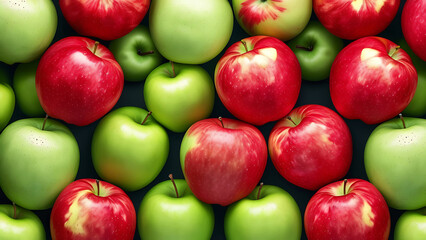 Red and green apples background