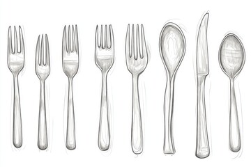 A collection of forks and spoons on a table or in a kitchen setting