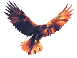 Fototapeta premium A stylized illustration of a soaring eagle with vibrant, angular wings.