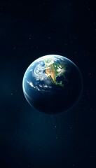 Fototapeta premium Sphere of nightly Earth planet in outer space., vintage, with white tones
