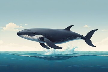 Fototapeta premium there is a whale that is jumping out of the water