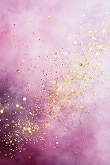 An abstract design featuring a blend of soft pink colors accented by shimmering gold flecks creates a captivating artistic effect. This vibrant background conveys creativity and inspiration