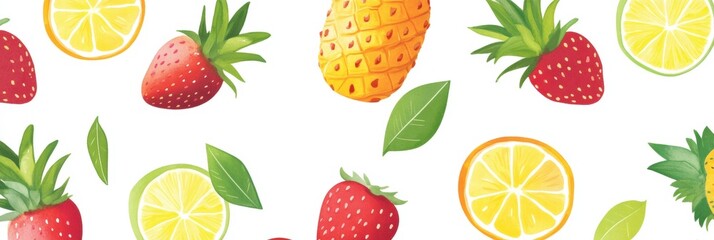 Vibrant tropical fruits create a cheerful and colorful pattern that enhances any design theme or decor. Generative AI