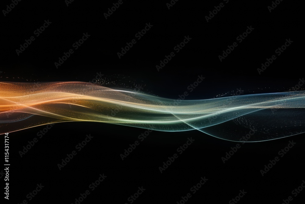 Poster Colorful light streaks dance across a dark background creating a mesmerizing abstract effect. Generative AI