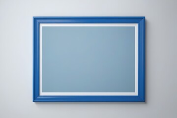 a close up of a blue picture frame on a wall