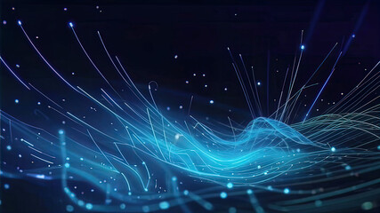 Abstract scene with blue lines on dark background with lighting effect, Vector illustration, Creative modern background