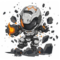 Smart robot cartoon isolated on white background illustration vector, T-Shirt design for kids.