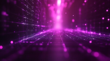 Fototapeta premium Vibrant Purple Digital Art: Glowing Abstract Pathway Illustration. AI Generated