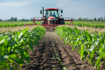 Obraz premium Tractor for agriculture in the field Generative AI
