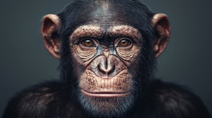 Captivating Close-Up of a Realistic Chimpanzee Face with Detailed Features