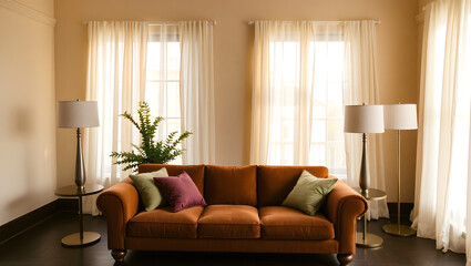 Obraz premium modern living room with fireplace