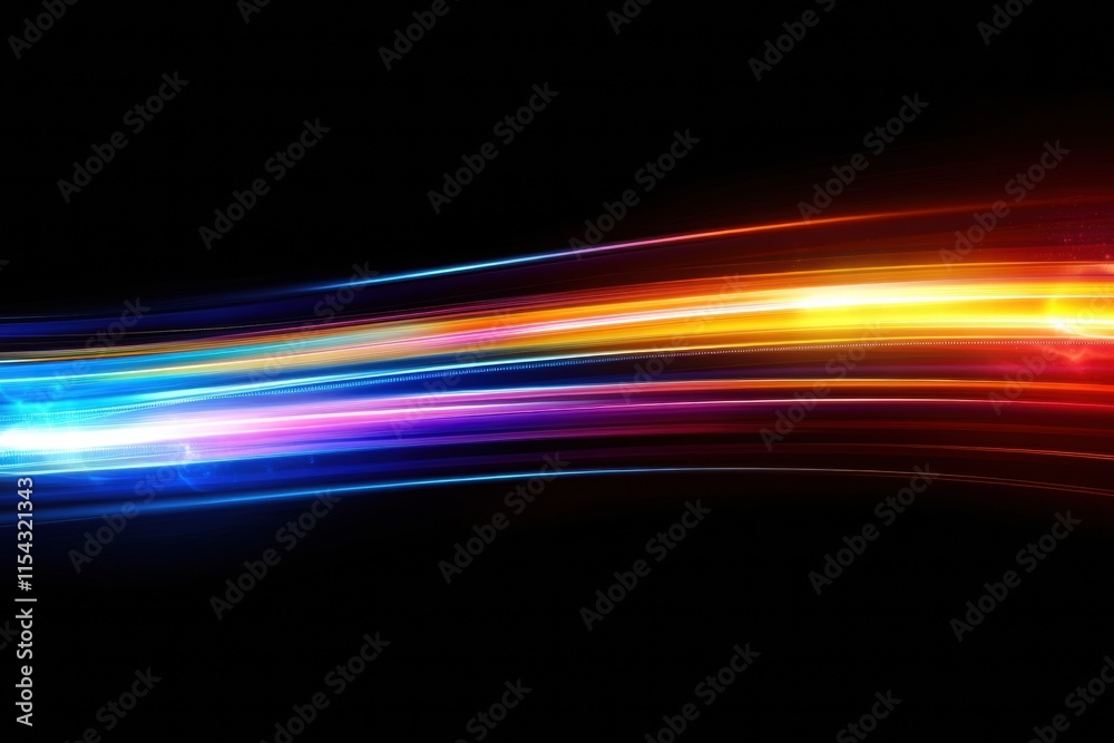 Fototapete Dynamic abstract colorful light streaks create a vibrant visual display in a dark setting. Generative AI