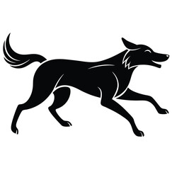 Running Dog Silhouette, Minimalist Vector