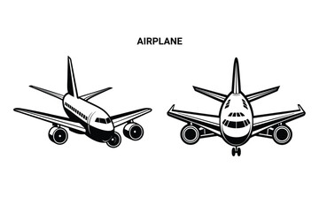 Customizable Airplane Vector Silhouette. Ideal for Travel, Aviation, and Transportation Applications