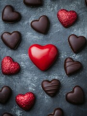 Valentine's Day Romantic Dark Chocolate Red Foil Heart Candies