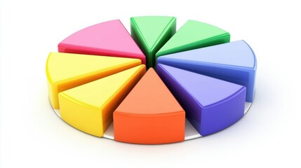 Obraz premium Colorful pie chart segments arranged in a circular layout, symbolizing data representation and analysis.