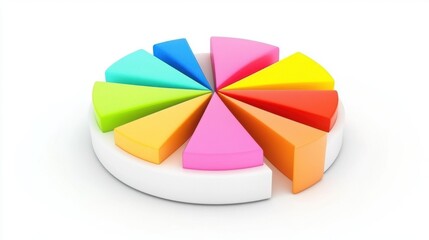 Colorful pie chart segments representing data visualization and creativity.