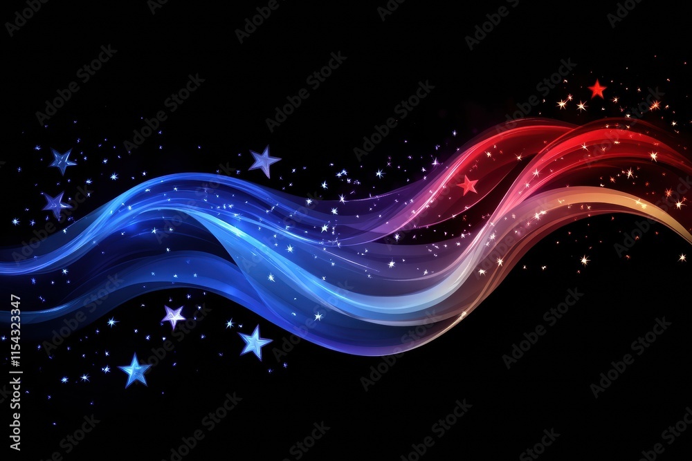 Aufkleber American flag motif with flowing fabric texture and stars creating a vibrant display in a captivating design. Generative AI