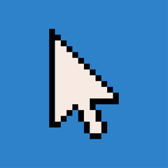 Pixelated Computer Cursor on Blue Background.
