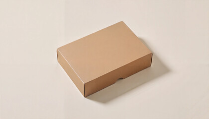 Simple kraft shadow box mockup on neutral beige background for versatile packaging design