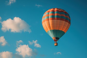 Naklejka premium Colorful hot air balloon adventure in the sky outdoor aerial view vibrant experience