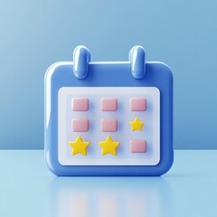 Fototapeta premium A colorful 3D calendar icon featuring pastel blocks and stars, ideal for digital applications or task management.