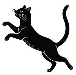 Leaping Cat Silhouette Minimalist Vector Graphic
