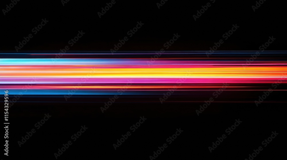 Poster colorful light streaks create an abstract display against a dark background in a dynamic visual expe