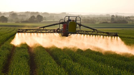 Fototapeta premium Spraying Fields in Bright Sunlight