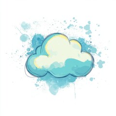 A whimsical illustration of a soft, fluffy cloud with blue splashes, conveying a light and dreamy atmosphere.