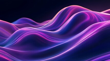 Vibrant Purple and Pink 3D Rendered Waves Flowing Dynamically. AI Generated