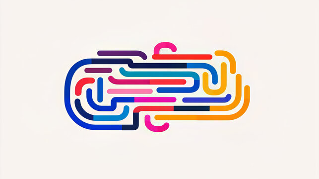 Abstract creative flow of ideas represented as colorful lines connecting multiple brains, idea network, collaborative business concepts