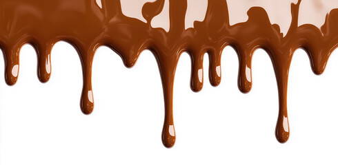 Border of Dripping Liquid Hot Milk Chocolate Isolated on White — Perfect for Dessert and Confectionery Designs