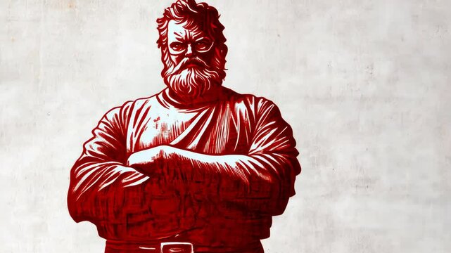 Bold red graffiti art transformation on urban wall canvas