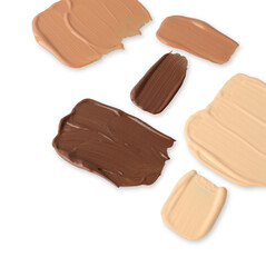 Samples of different foundations isolated on white