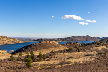Scenic landscape of Lory State Park near the Horsetooth Reservoir in Northern Colorado