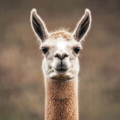 Obraz premium Close-up of Llama Face Against Soft Blurred Background