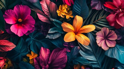 Fototapeta premium Tropical flowers with vibrant colors