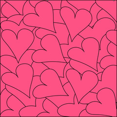 Background of tightly arranged pink hearts