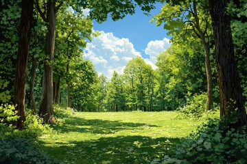Green Forest Filled with Trees
