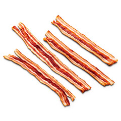 Naklejka premium Cooked bacon strips arranged in a stack isolated on transparent background
