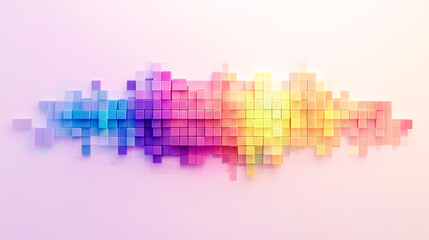 Fototapeta premium Pixelated rainbow gradient created with colorful cubes forming a wave pattern